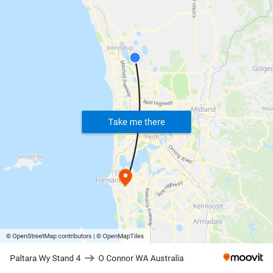 Paltara Wy Stand 4 to O Connor WA Australia map