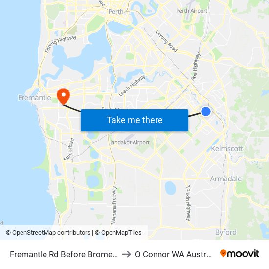 Fremantle Rd Before Brome St to O Connor WA Australia map