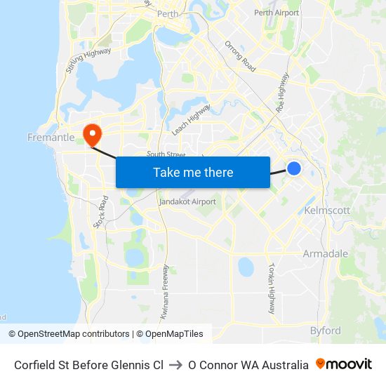 Corfield St Before Glennis Cl to O Connor WA Australia map