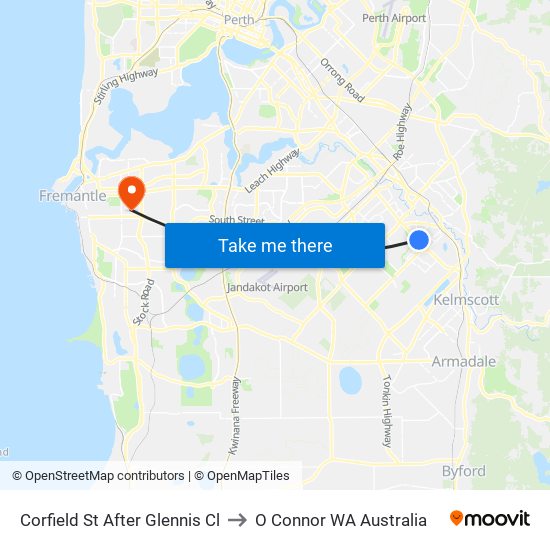 Corfield St After Glennis Cl to O Connor WA Australia map
