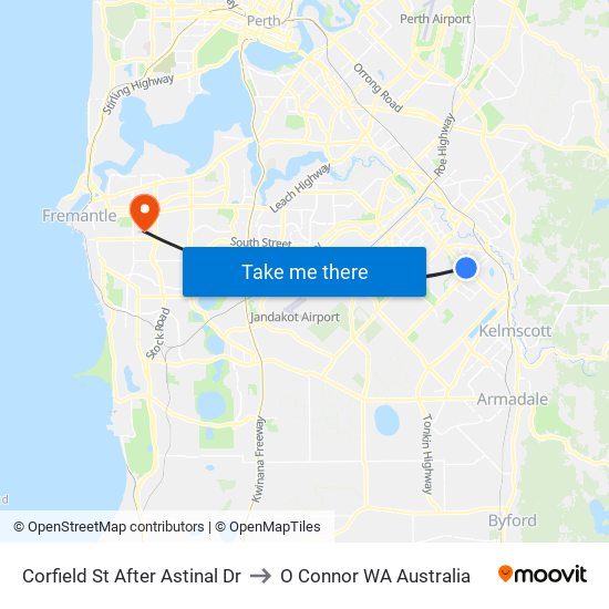 Corfield St After Astinal Dr to O Connor WA Australia map