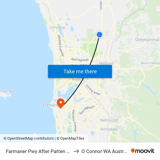 Farmaner Pwy After Patten Way to O Connor WA Australia map