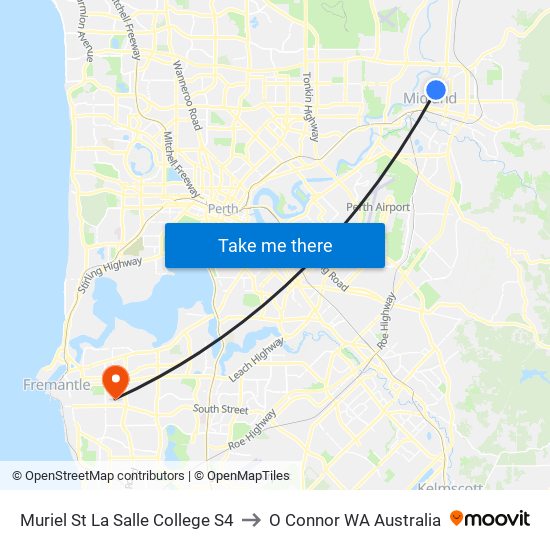 Muriel St La Salle College S4 to O Connor WA Australia map