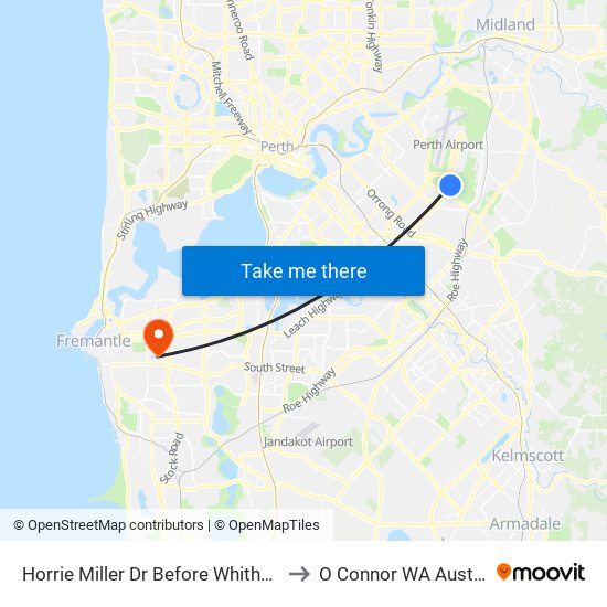 Horrie Miller Dr Before Whitham Rd to O Connor WA Australia map