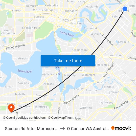 Stanton Rd After Morrison St to O Connor WA Australia map