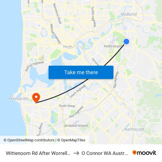 Wittenoom Rd After Worrell Av to O Connor WA Australia map