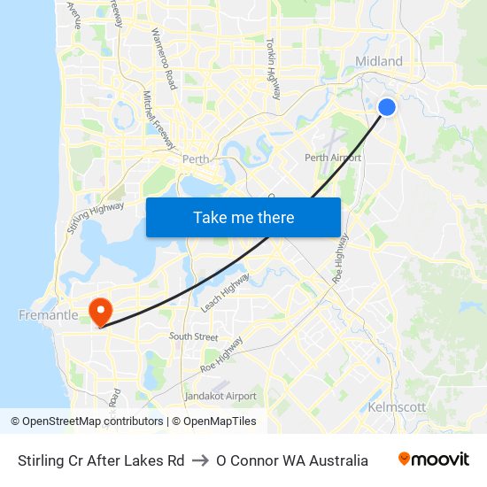 Stirling Cr After Lakes Rd to O Connor WA Australia map