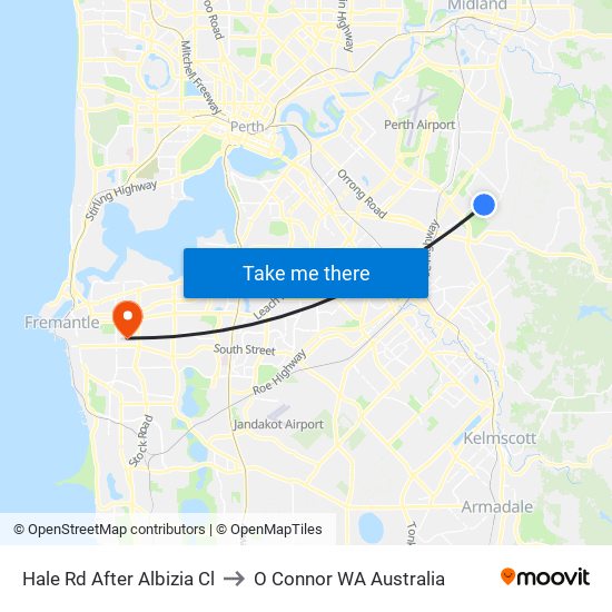 Hale Rd After Albizia Cl to O Connor WA Australia map