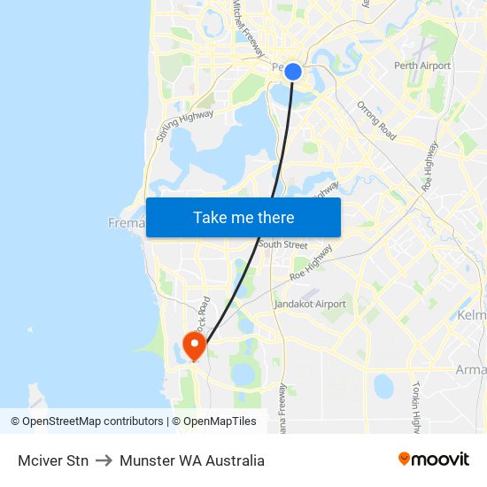 Mciver Stn to Munster WA Australia map