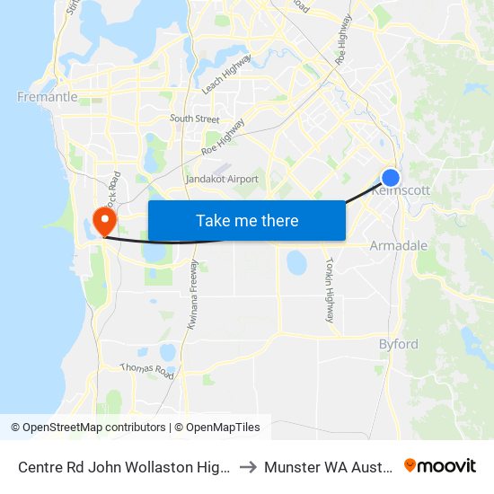 Centre Rd John Wollaston High Sch to Munster WA Australia map