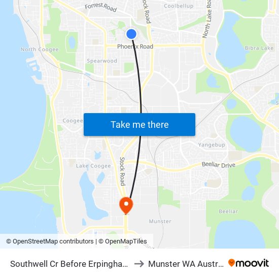 Southwell Cr Before Erpingham Rd to Munster WA Australia map