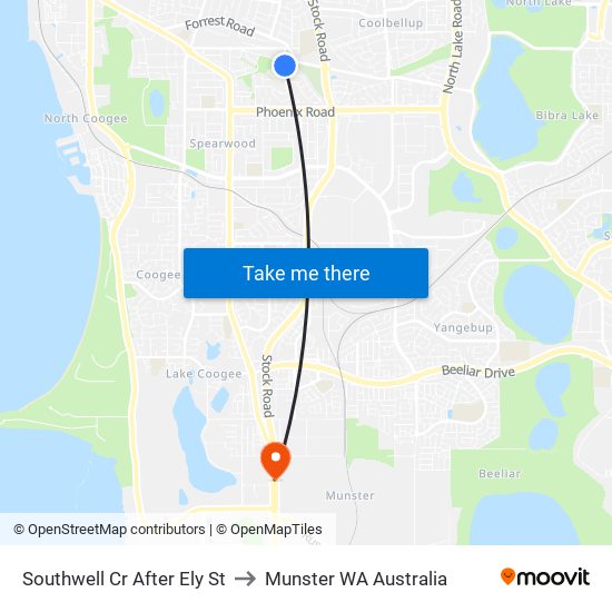 Southwell Cr After Ely St to Munster WA Australia map