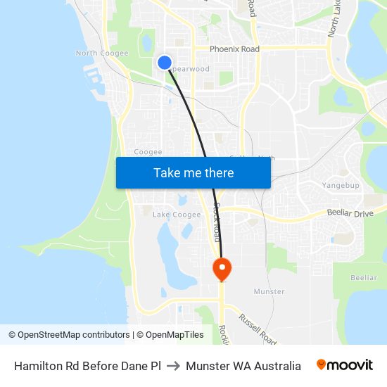 Hamilton Rd Before Dane Pl to Munster WA Australia map