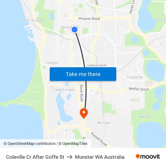 Coleville Cr After Goffe St to Munster WA Australia map