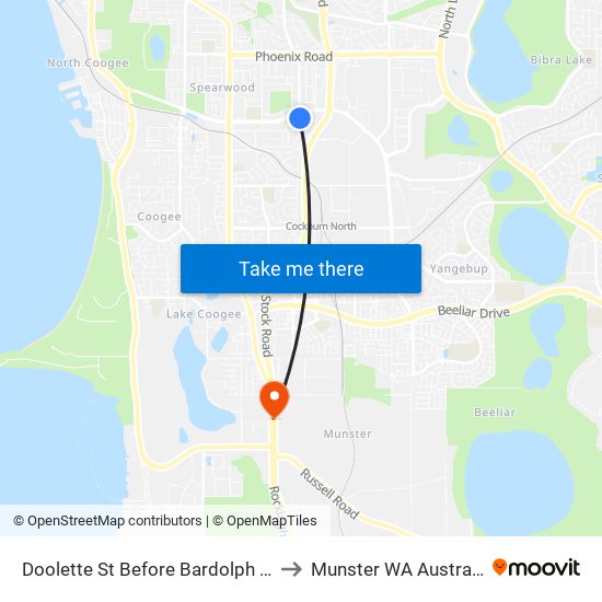 Doolette St Before Bardolph Rd to Munster WA Australia map