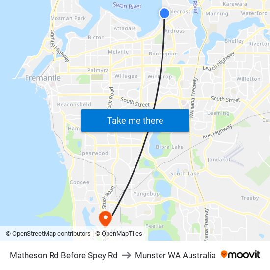 Matheson Rd Before Spey Rd to Munster WA Australia map