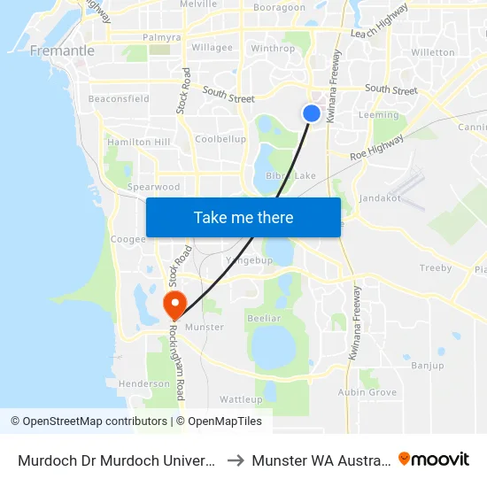 Murdoch Dr Murdoch University to Munster WA Australia map