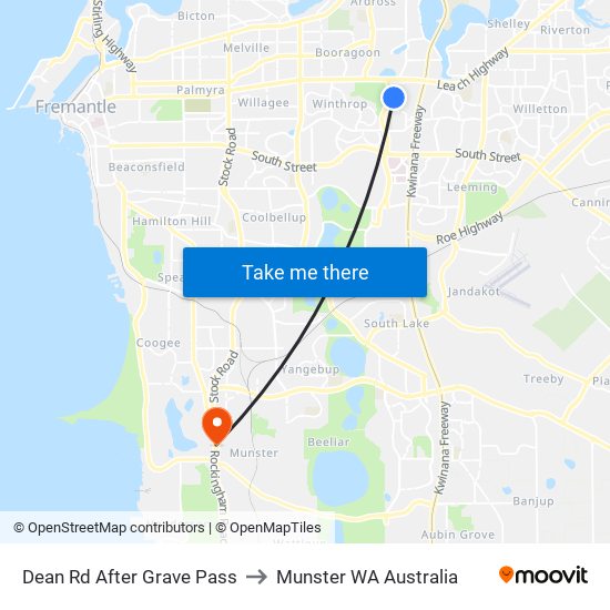 Dean Rd After Grave Pass to Munster WA Australia map