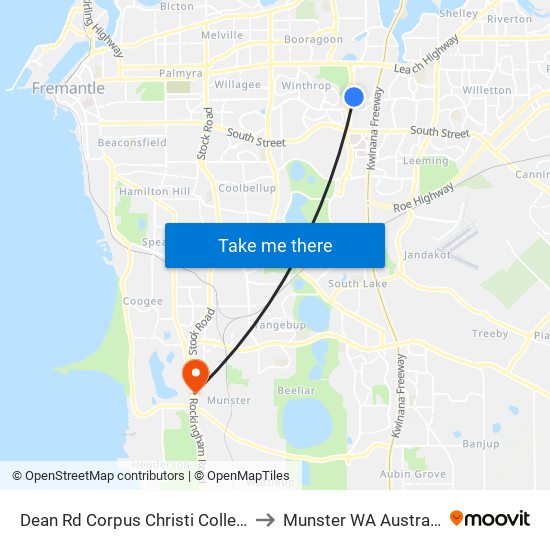 Dean Rd Corpus Christi College to Munster WA Australia map