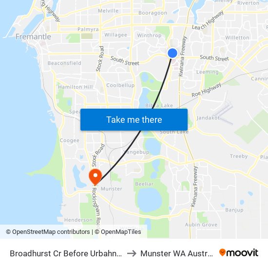 Broadhurst Cr Before Urbahns Cr to Munster WA Australia map