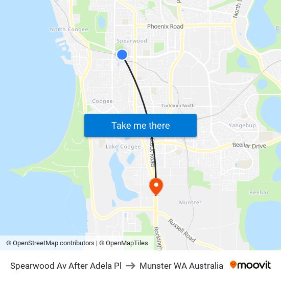 Spearwood Av After Adela Pl to Munster WA Australia map