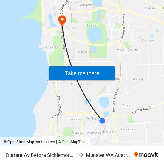 Durrant Av Before Sicklemore Rd to Munster WA Australia map