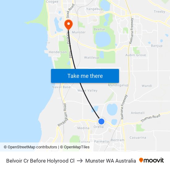 Belvoir Cr Before Holyrood Cl to Munster WA Australia map