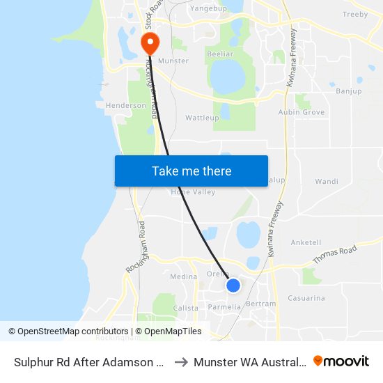 Sulphur Rd After Adamson Rd to Munster WA Australia map