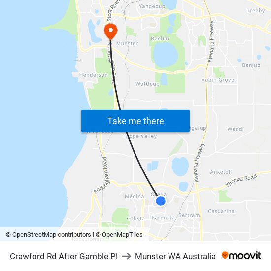 Crawford Rd After Gamble Pl to Munster WA Australia map