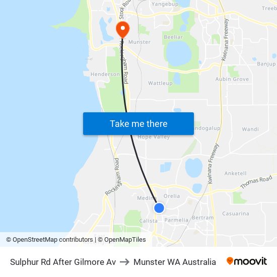 Sulphur Rd After Gilmore Av to Munster WA Australia map