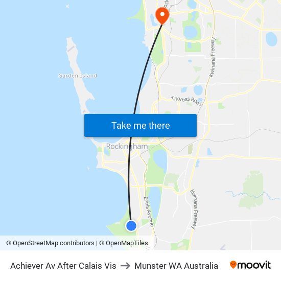 Achiever Av After Calais Vis to Munster WA Australia map