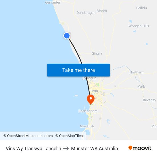 Vins Wy Transwa Lancelin to Munster WA Australia map