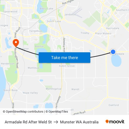 Armadale Rd After Weld St to Munster WA Australia map