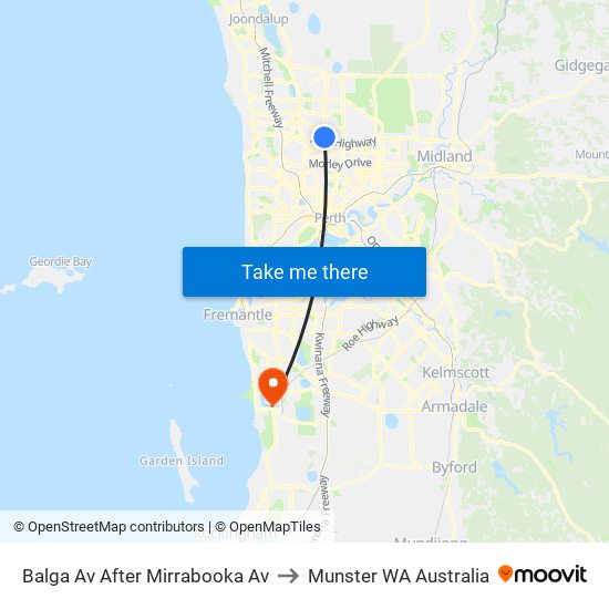 Balga Av After Mirrabooka Av to Munster WA Australia map