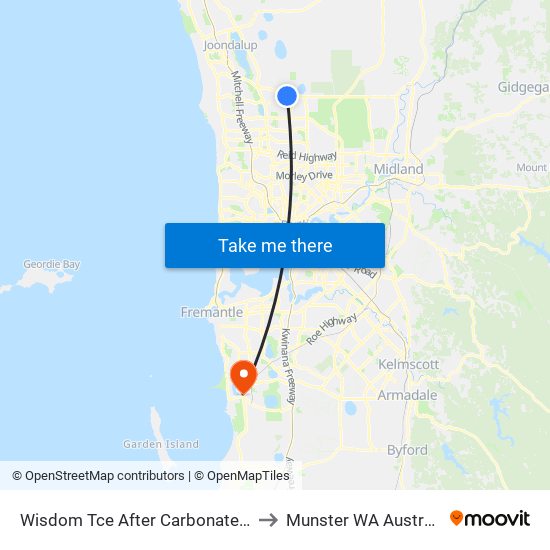 Wisdom Tce After Carbonate Rd to Munster WA Australia map