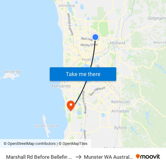 Marshall Rd Before Bellefin Dr to Munster WA Australia map