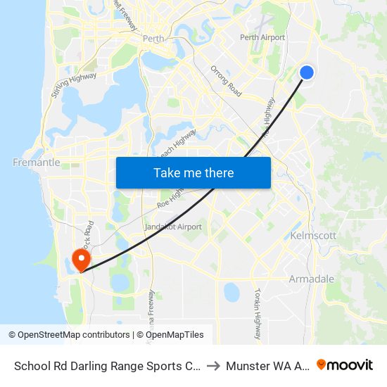 School Rd Darling Range Sports College Stand 3 to Munster WA Australia map