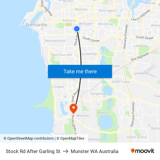 Stock Rd After Garling St to Munster WA Australia map