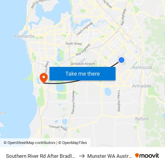 Southern River Rd After Bradley St to Munster WA Australia map