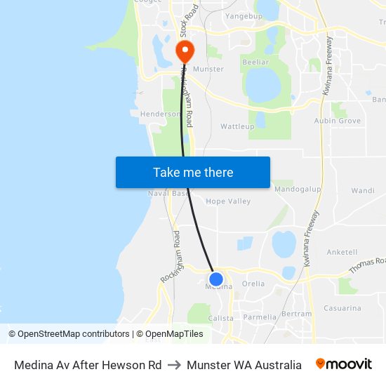 Medina Av After Hewson Rd to Munster WA Australia map