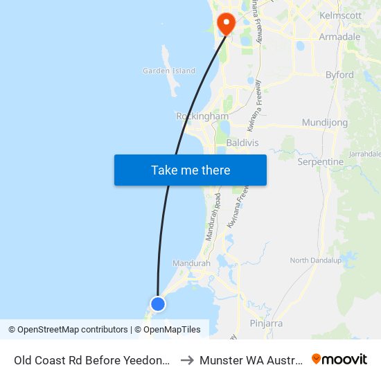 Old Coast Rd Before Yeedong Rd to Munster WA Australia map