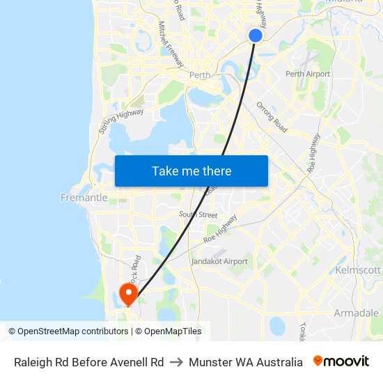 Raleigh Rd Before Avenell Rd to Munster WA Australia map