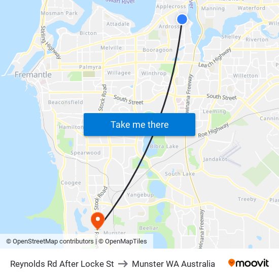 Reynolds Rd After Locke St to Munster WA Australia map