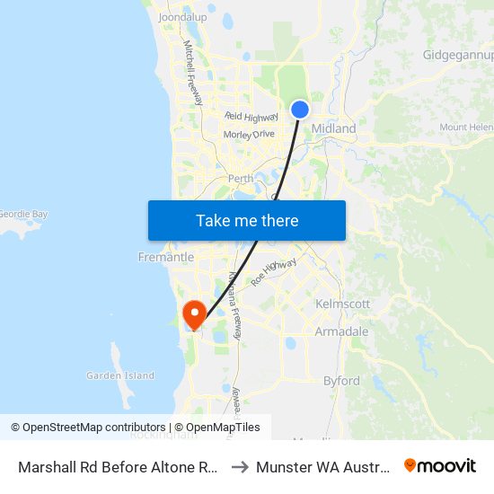 Marshall Rd Before Altone Road to Munster WA Australia map