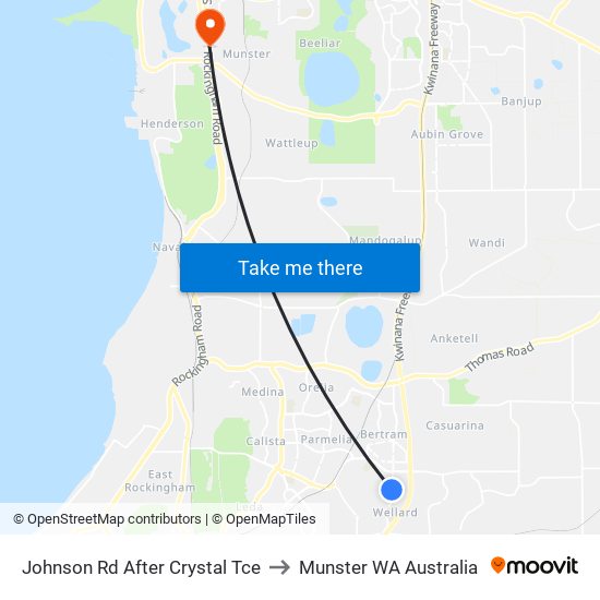 Johnson Rd After Crystal Tce to Munster WA Australia map