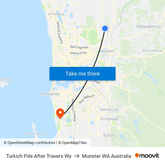 Turkich Pde After Travers Wy to Munster WA Australia map