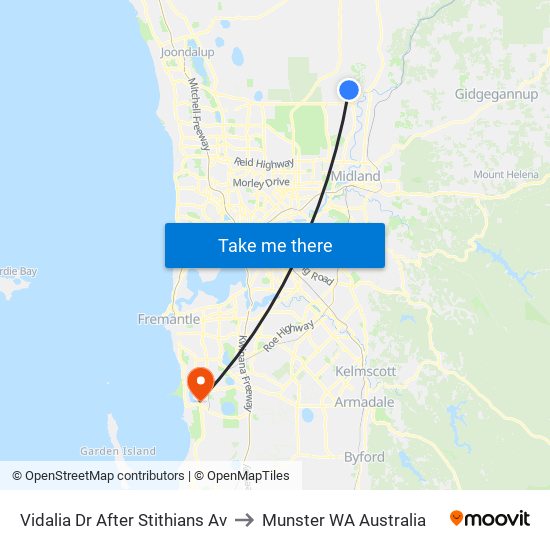 Vidalia Dr After Stithians Av to Munster WA Australia map