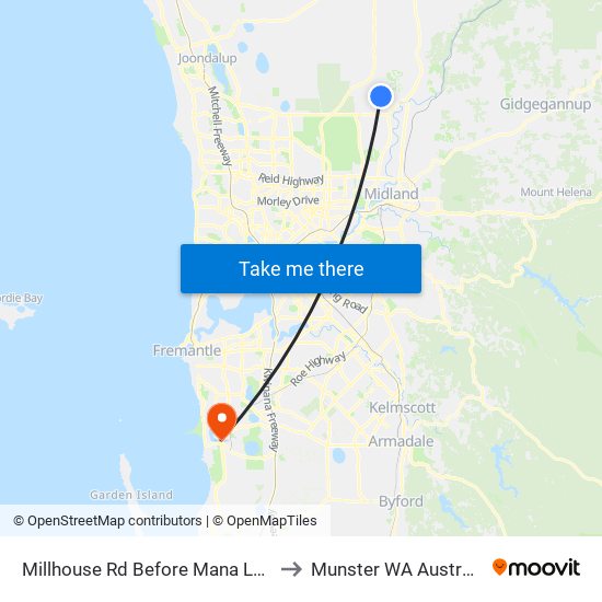 Millhouse Rd Before Mana Lane to Munster WA Australia map