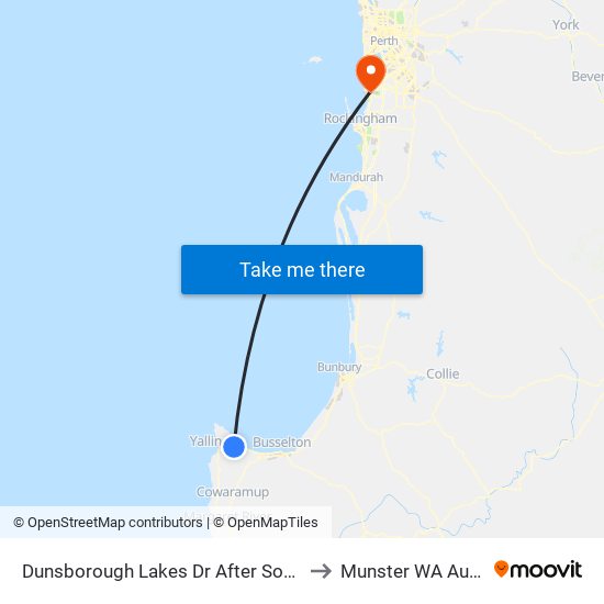 Dunsborough Lakes Dr After Somerset Rd to Munster WA Australia map