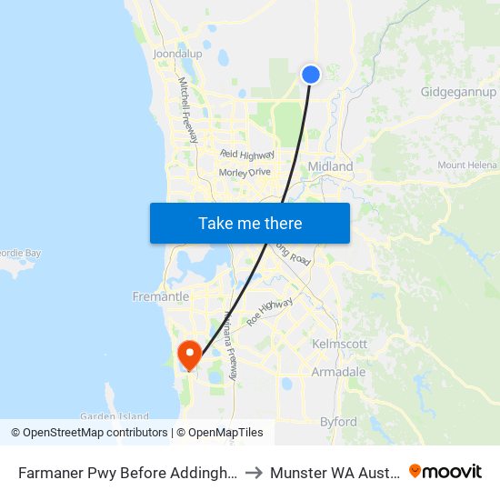 Farmaner Pwy Before Addingham Dr to Munster WA Australia map